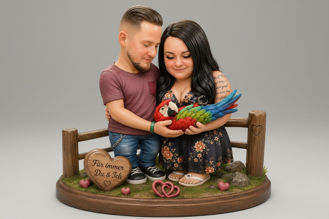 Couple Holding Macaw Figurine free 3D printable STL
