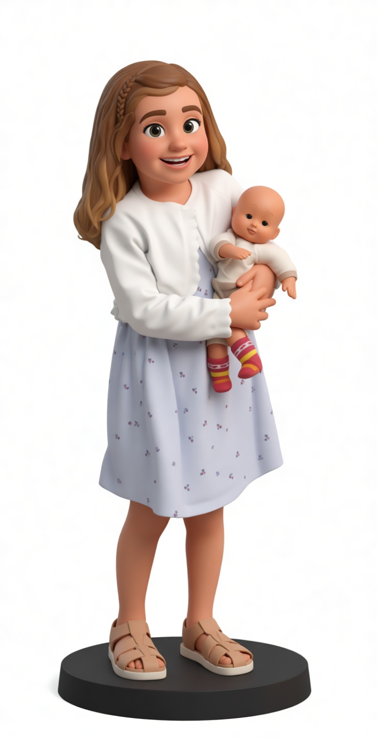 Girl with Doll Figurine free 3D printable STL