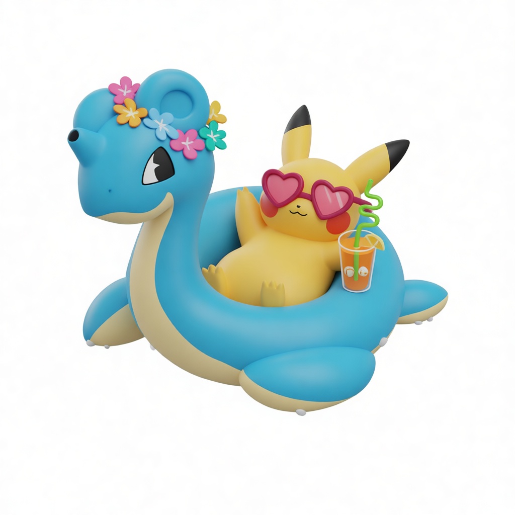 Pikachu on Lapras Floatie free 3D printable STL