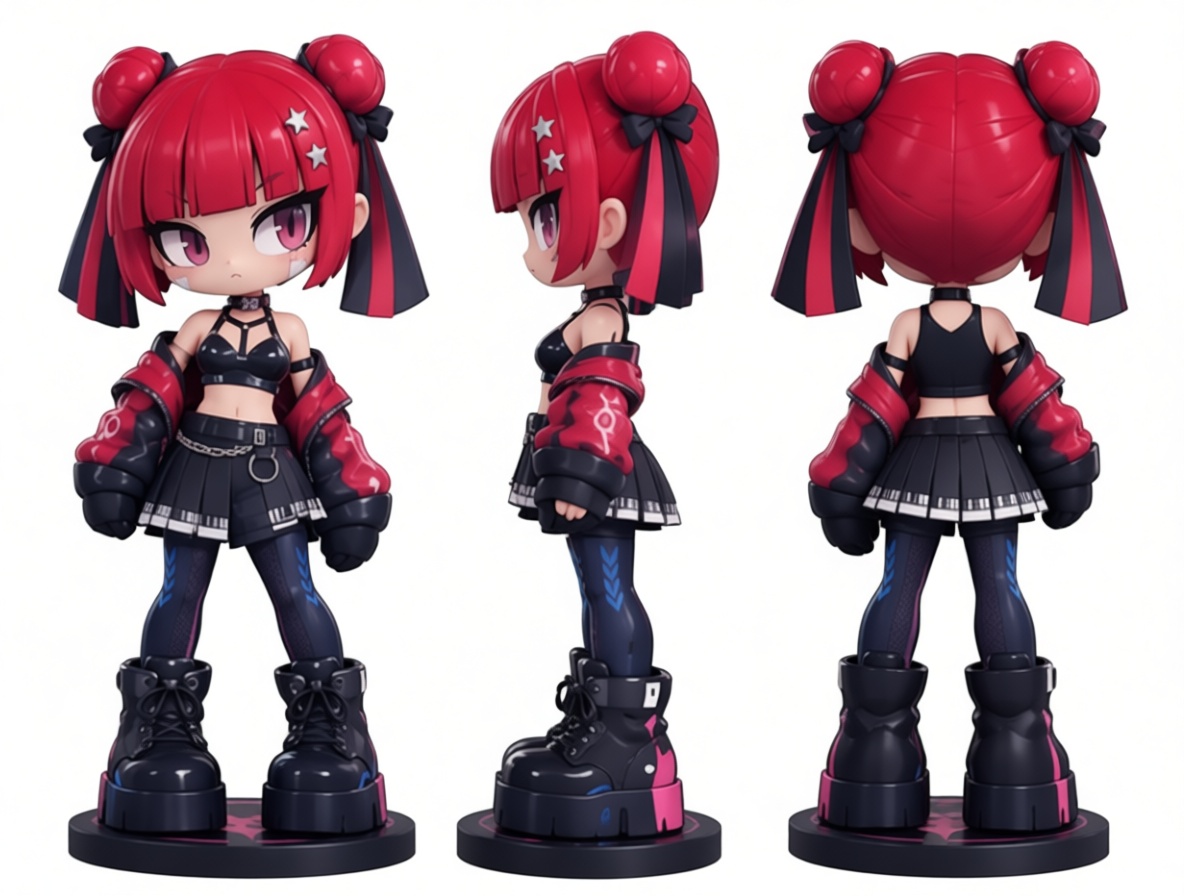 Red Hair Punk Girl Figurine free 3D printable STL