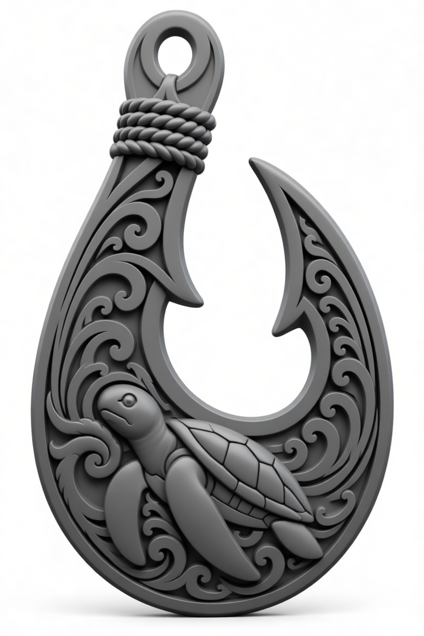 Sea Turtle Hook Pendant free 3D printable STL