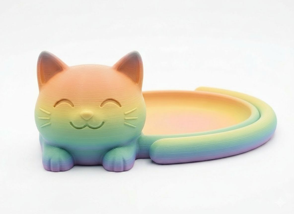 Rainbow Cat Dish free 3D printable STL
