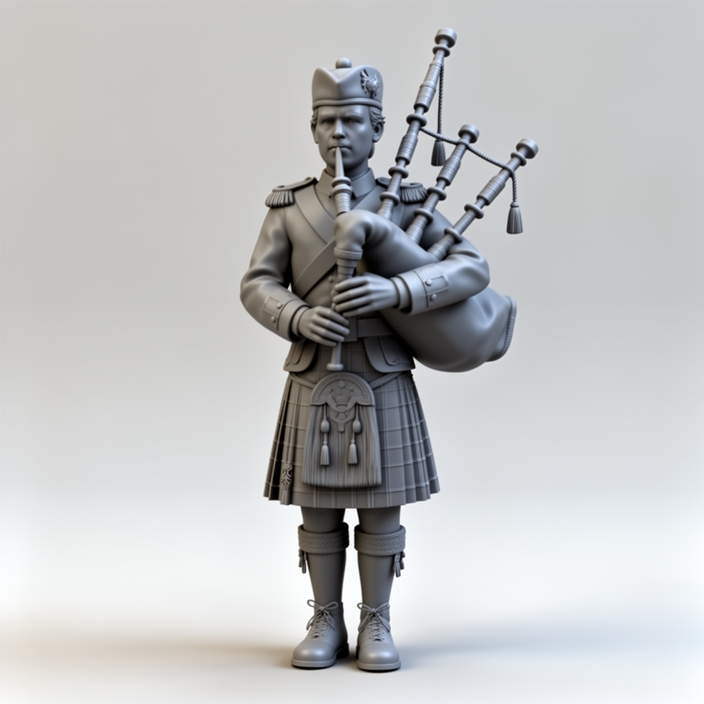 Scottish Bagpiper Figurine free 3D printable STL