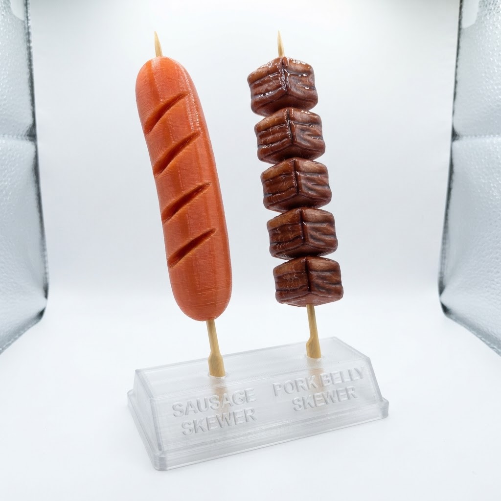 Sausage and Pork Belly Skewers free 3D printable STL