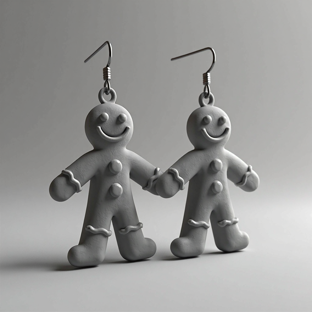 Gingerbread Man Earrings free 3D printable STL