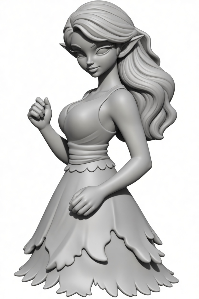 Stylized Elf Girl Figurine free 3D printable STL
