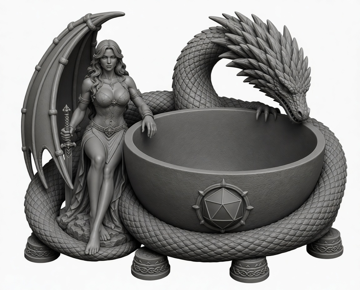 Dragon Keeper Figurine Bowl free 3D printable STL