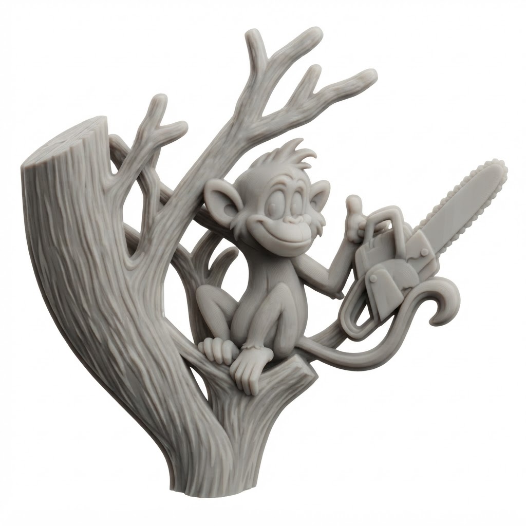 Monkey Chainsaw Figurine free 3D printable STL