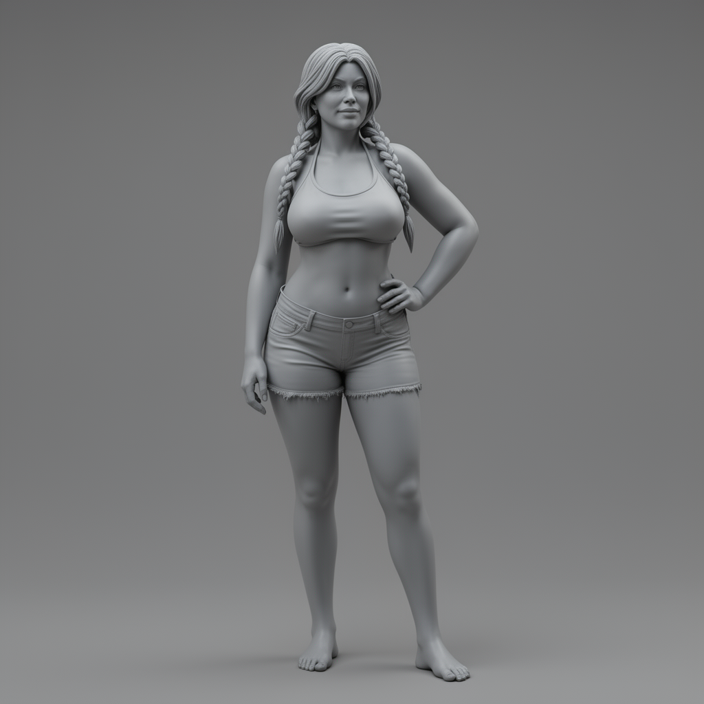 Curvy Braided Woman Figurine free 3D printable STL