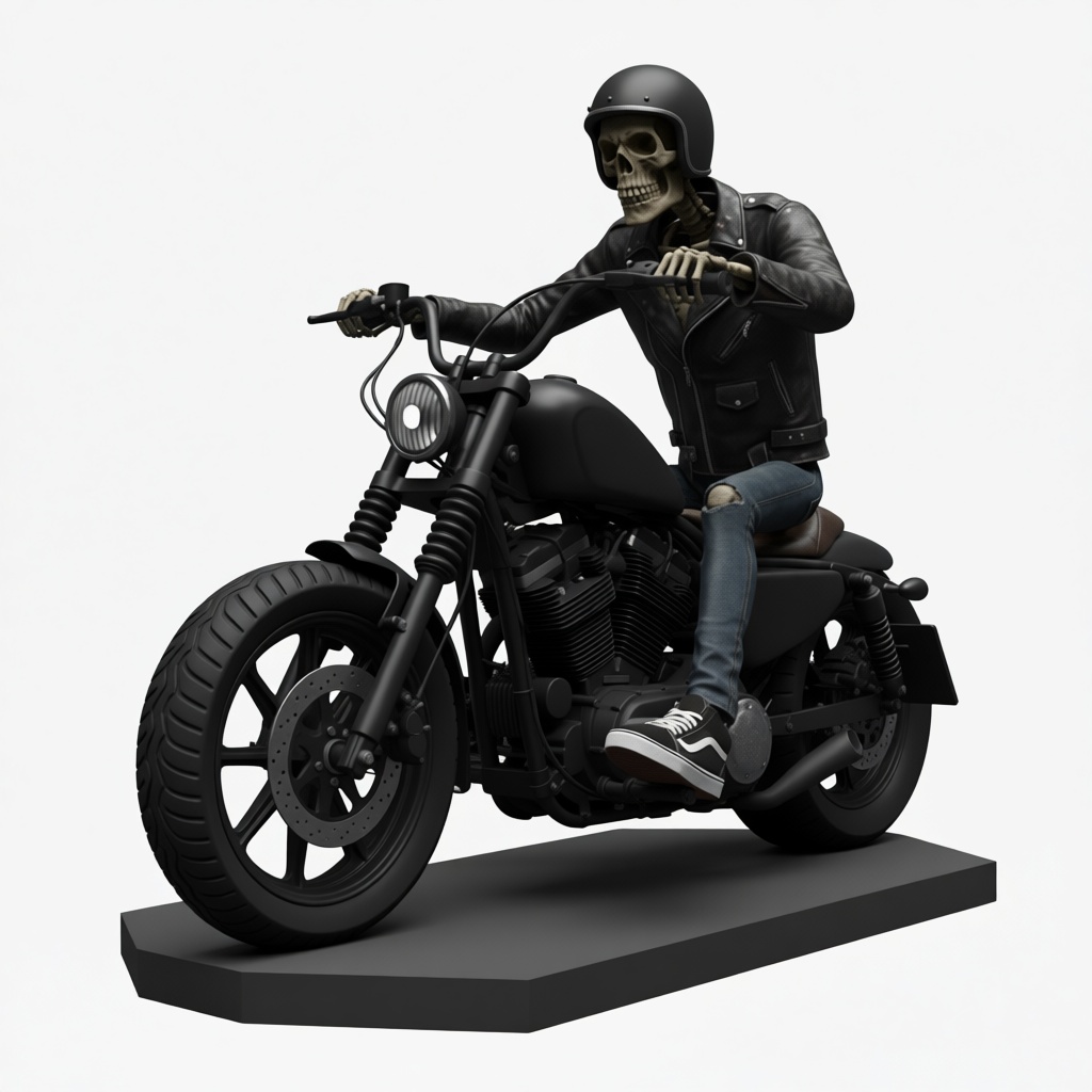 Skeleton Biker Figurine free 3D printable STL