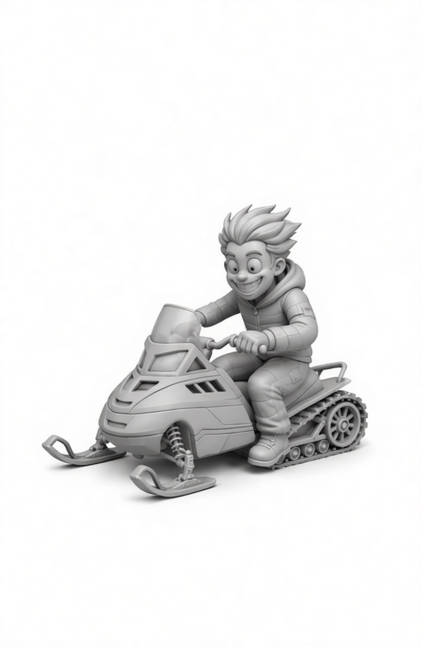 Boy on Snowmobile Figurine free 3D printable STL
