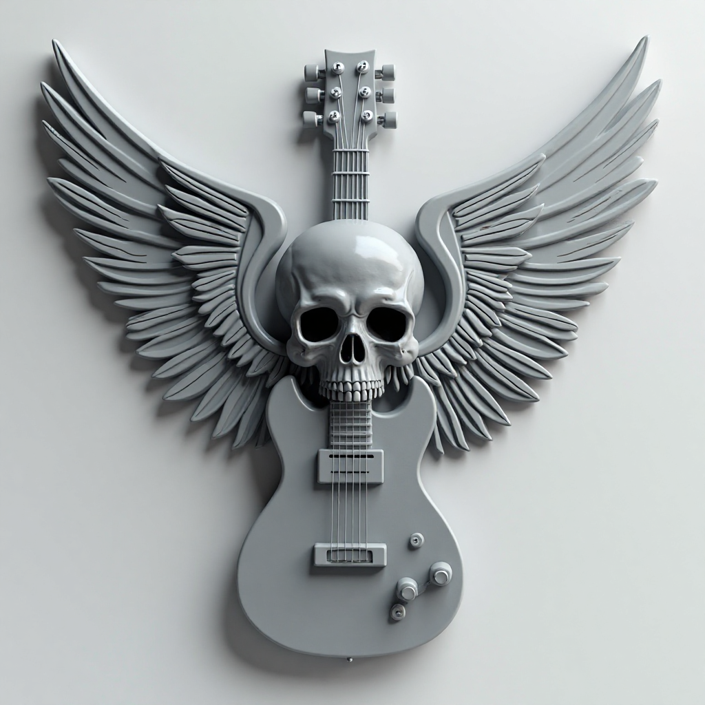 Guitar Wings Skull Sign free 3D printable STL
