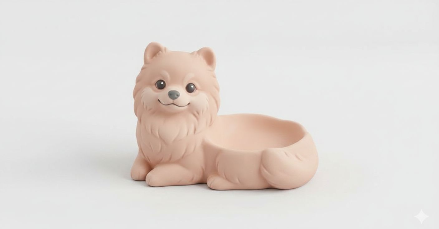 Pomeranian Dog Planter free 3D printable STL