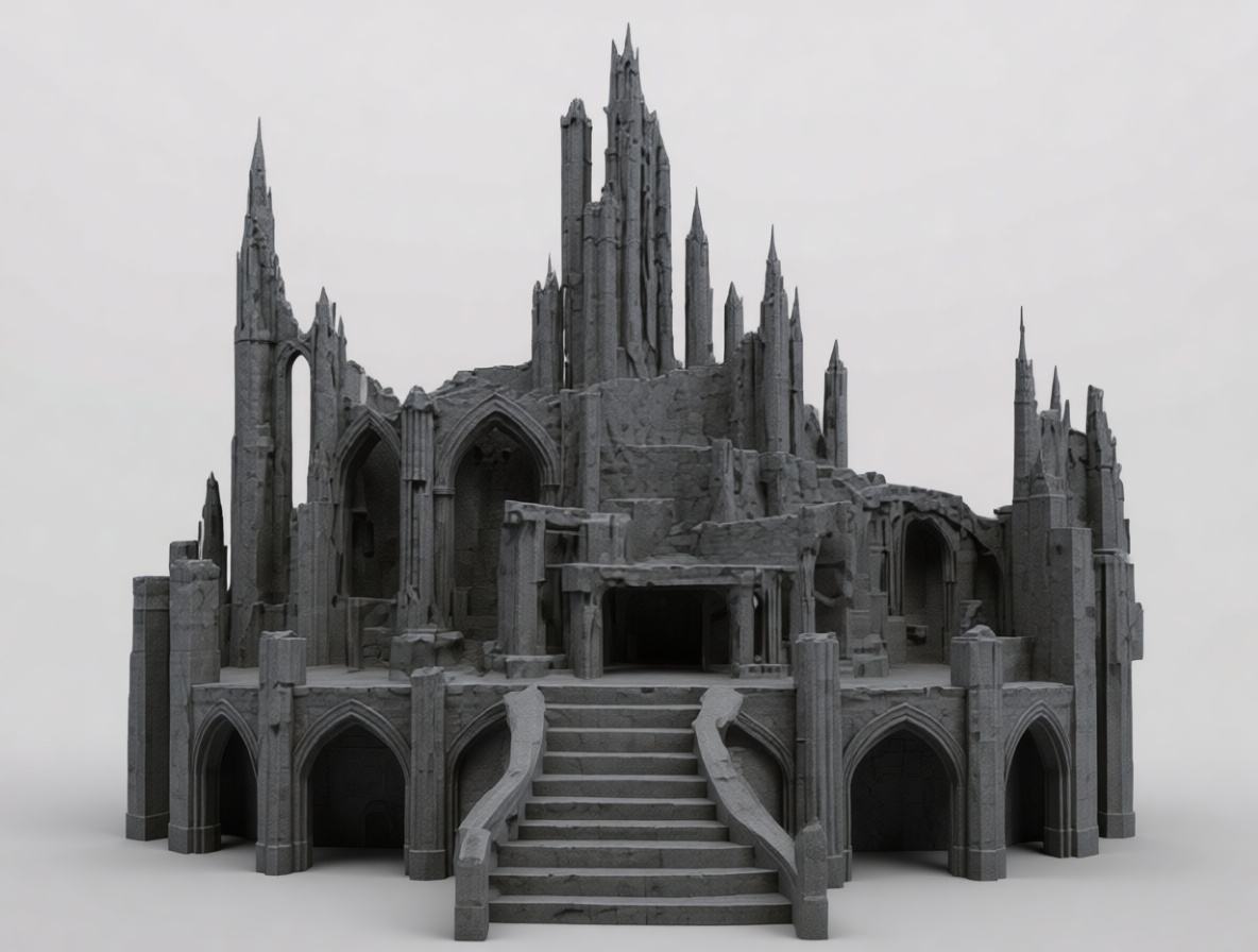 Gothic Ruins Terrain Model free 3D printable STL