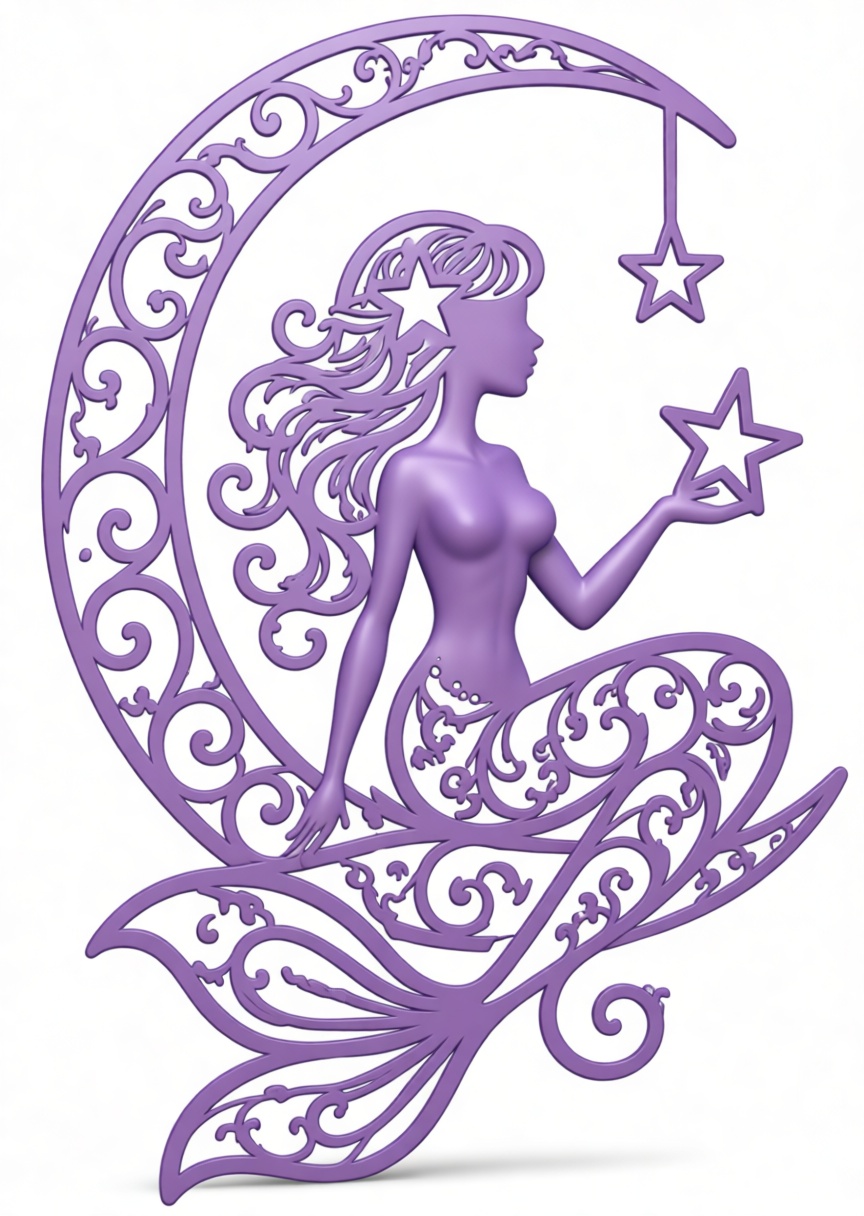 Mermaid Moon Sculpture free 3D printable STL