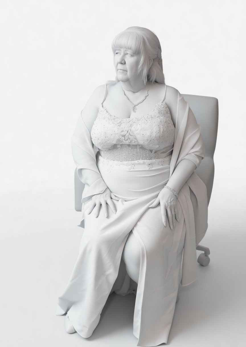 Seated Elderly Woman Sculpture free 3D printable STL