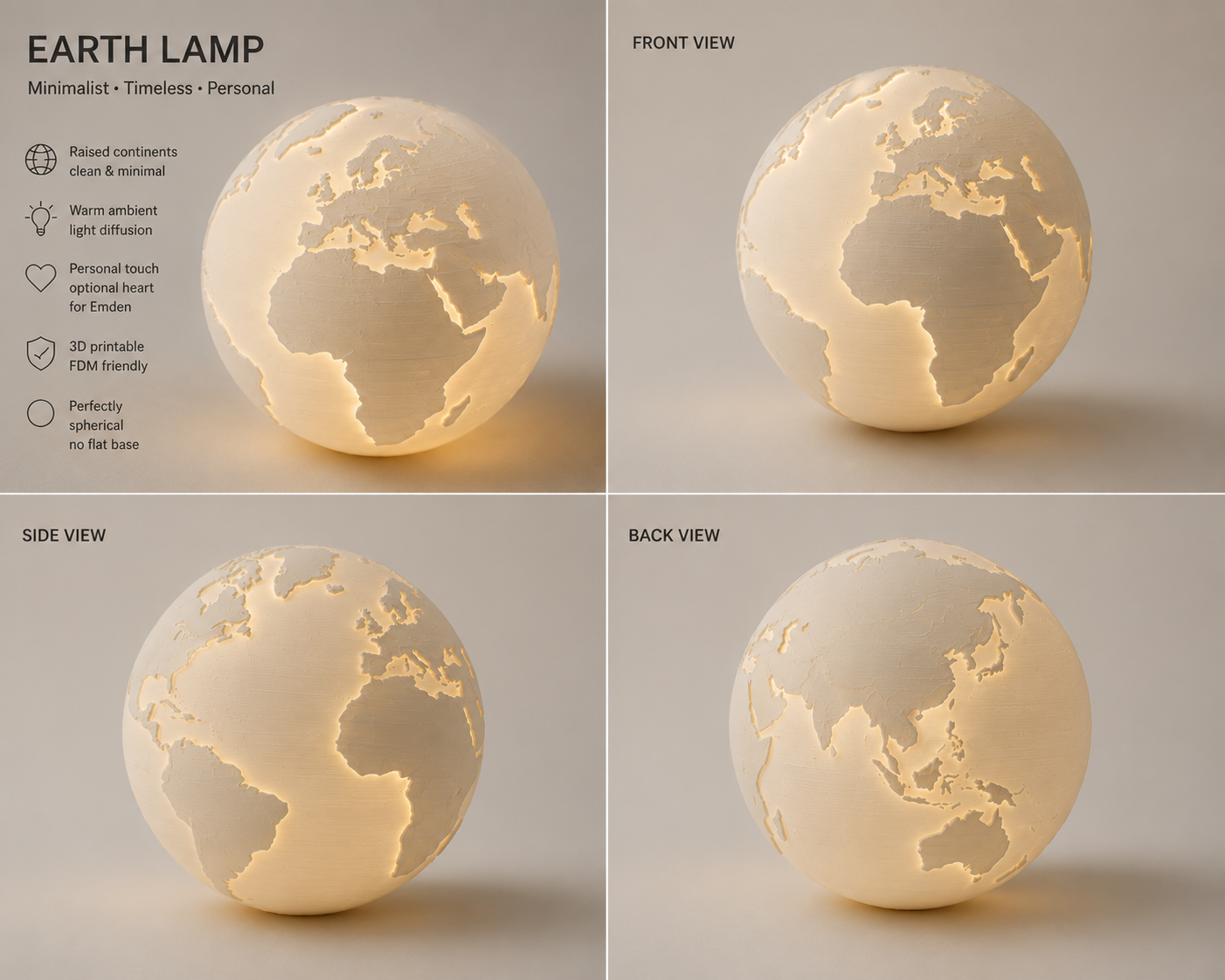 Earth Globe Lamp free 3D printable STL