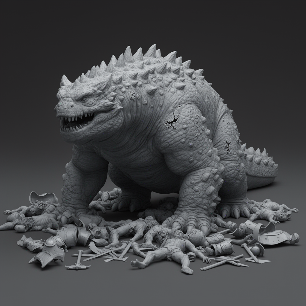 Tarrasque Figurine With Corpses free 3D printable STL