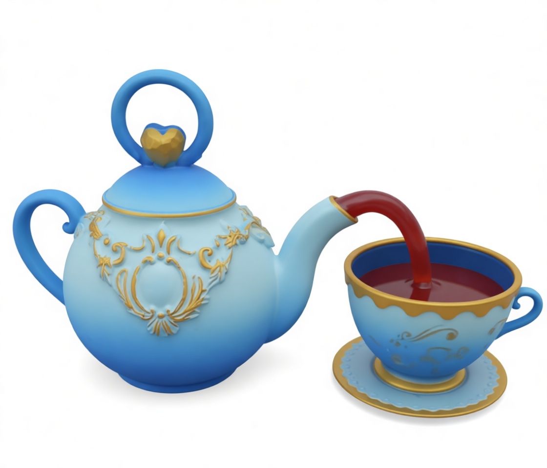 Ornate Blue Teapot Set free 3D printable STL