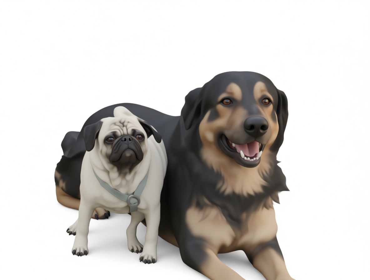 Pug and Rottweiler Figurines free 3D printable STL