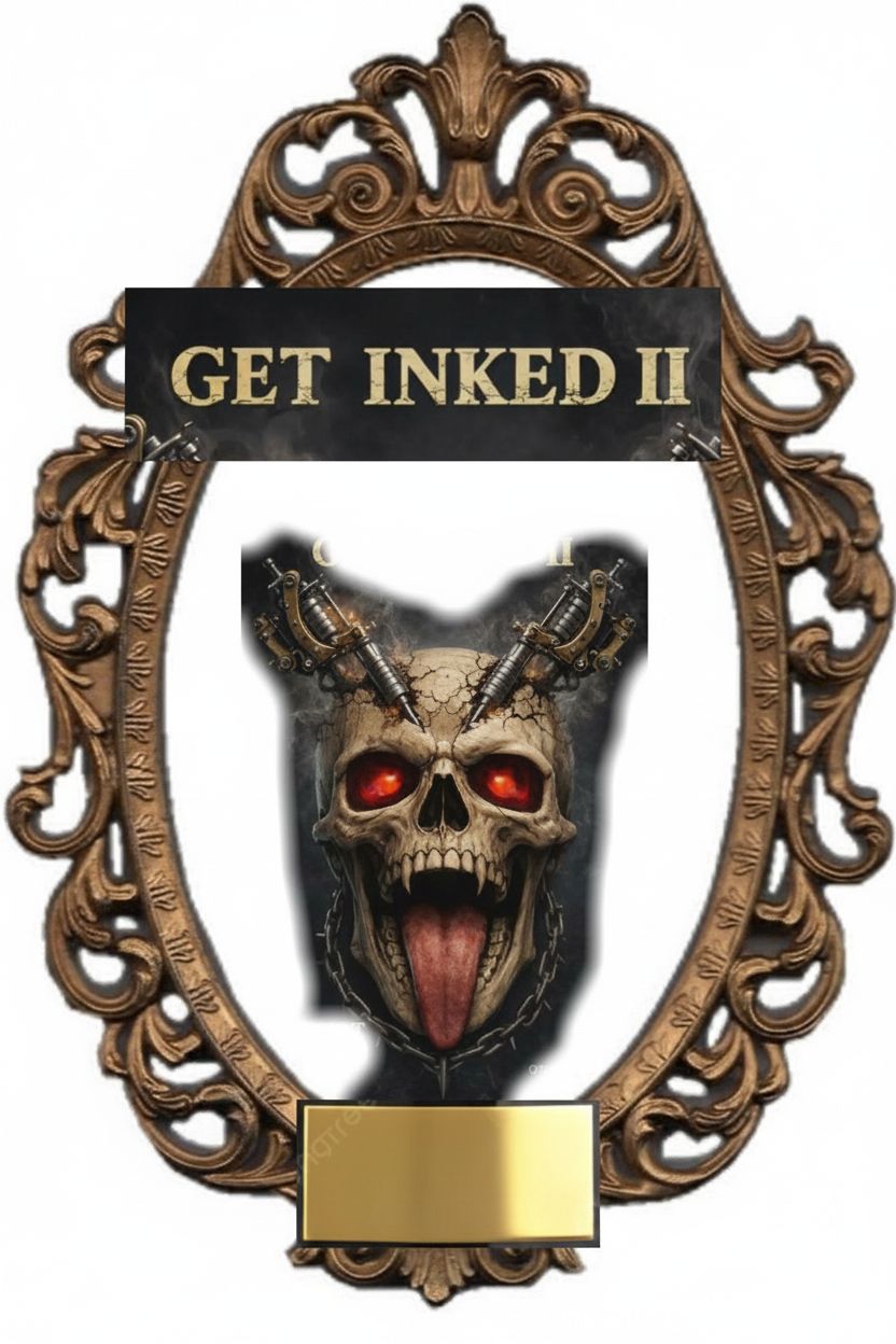 Skull with Tattoo Guns Plaque free 3D printable STL
