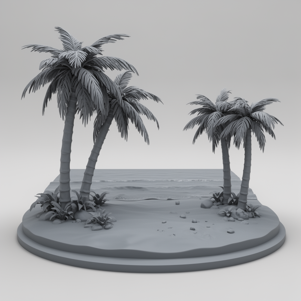 Sandy Beach Landscape free 3D printable STL