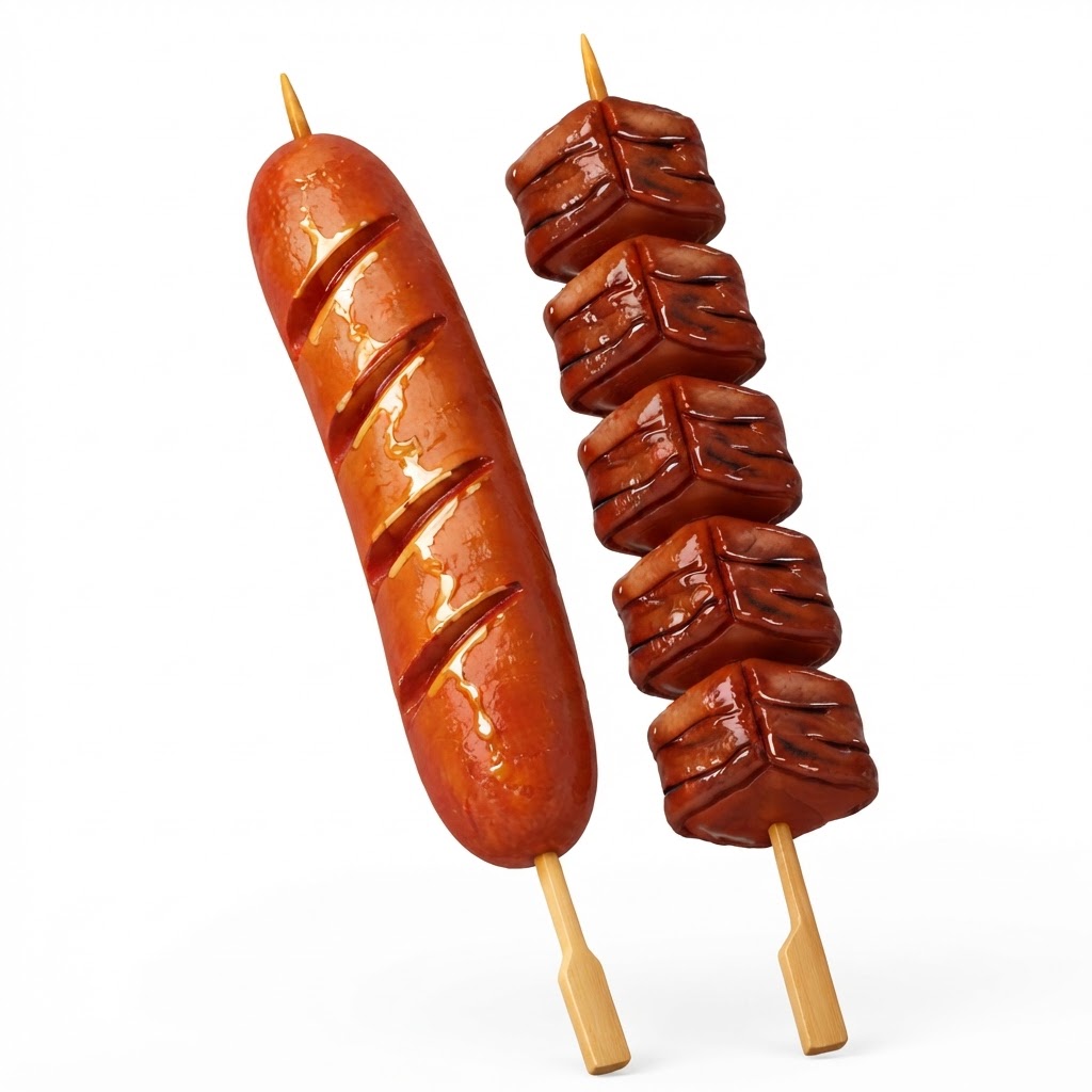 Grilled Sausage and Meat Skewers free 3D printable STL