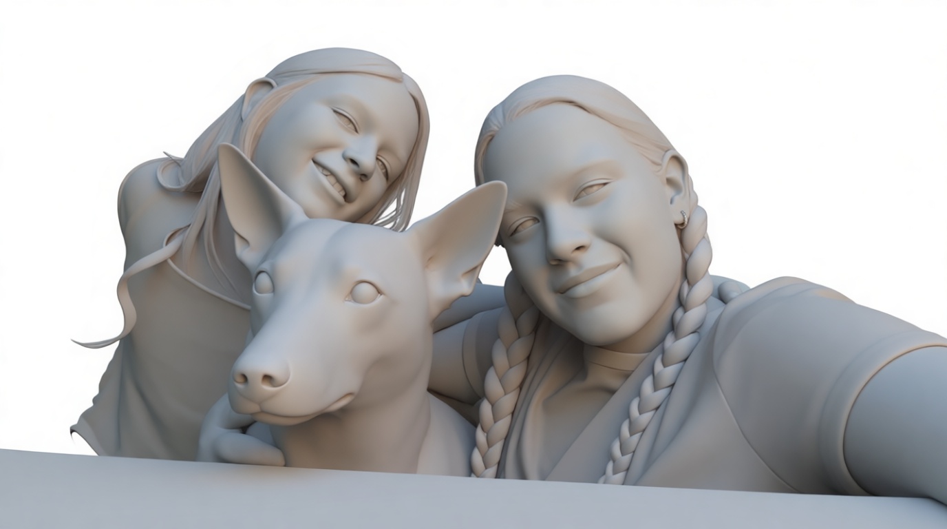 Girls with Dog Figurine free 3D printable STL