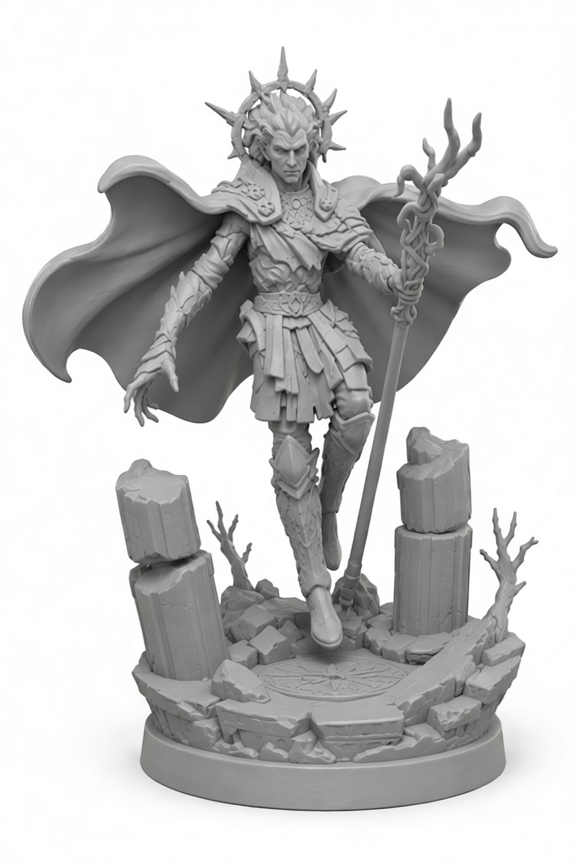 Elven Mage Miniature free 3D printable STL