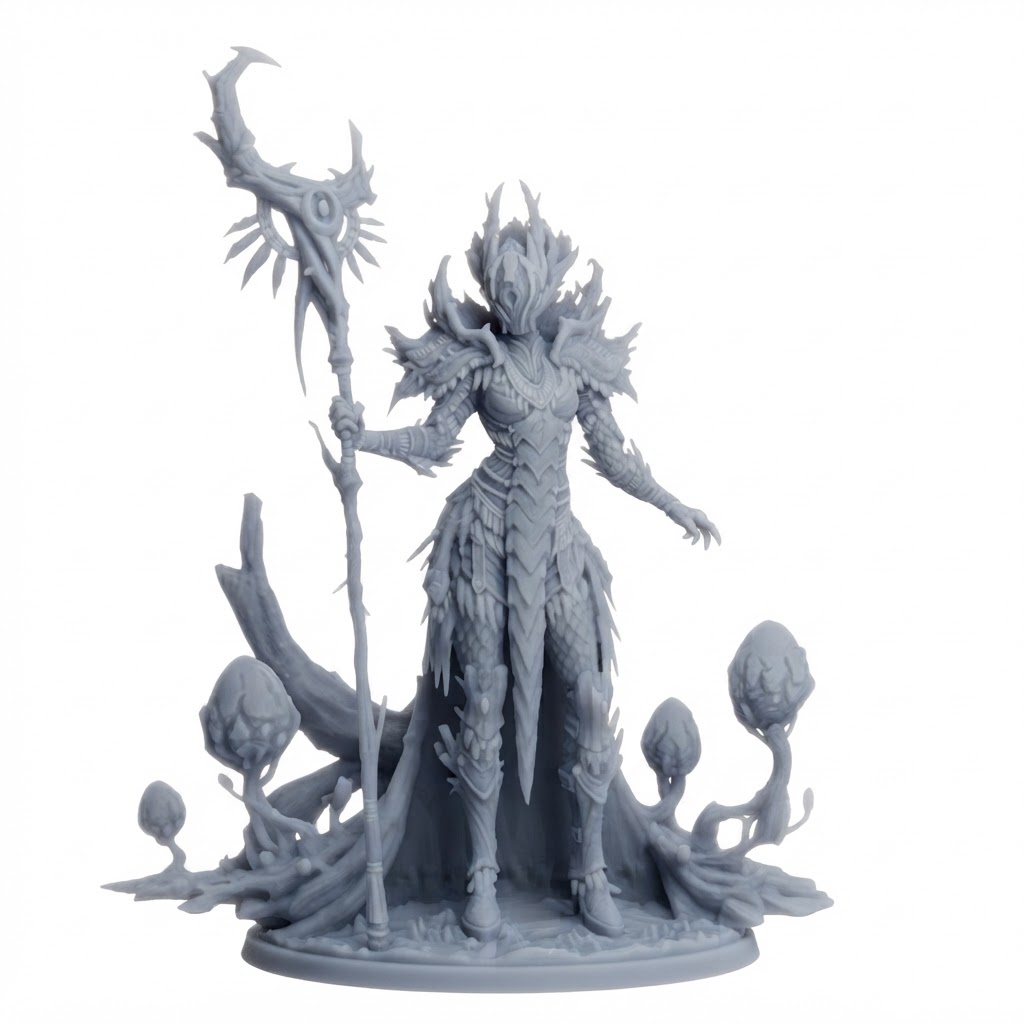 Forest Guardian Sorceress Figurine free 3D printable STL