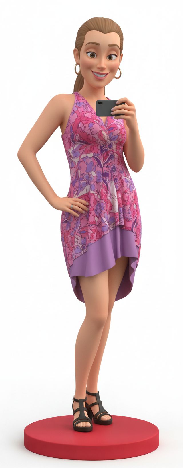 Woman Taking Selfie Figurine free 3D printable STL