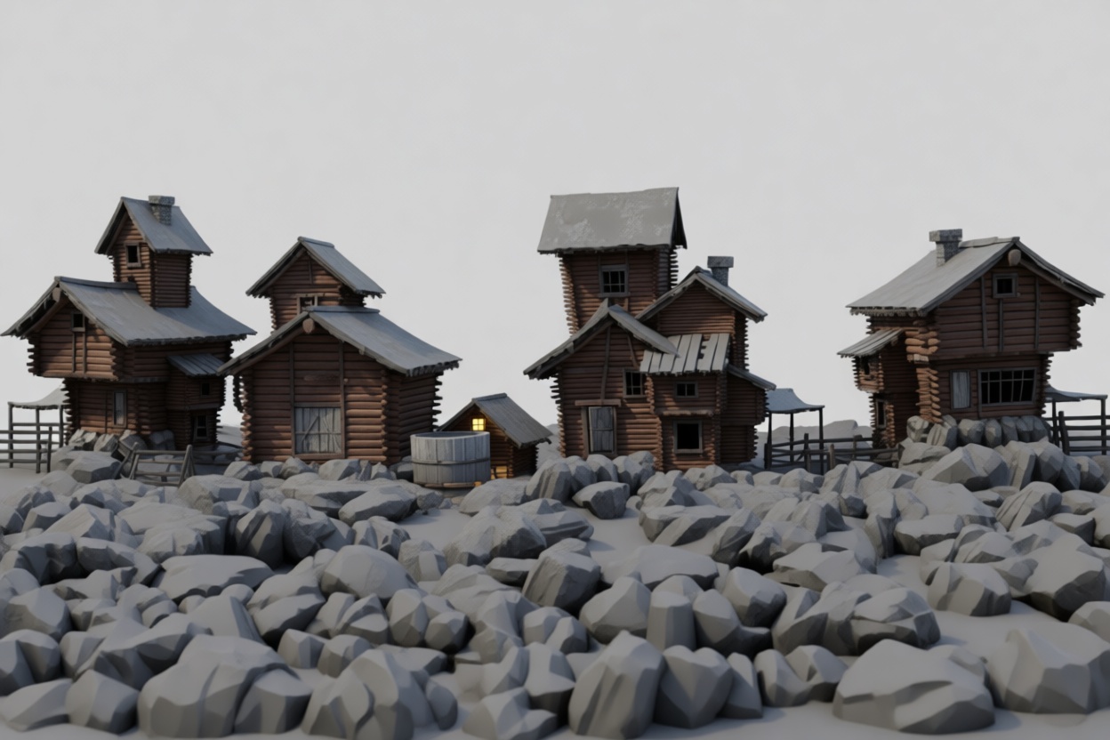 Rustic Log Cabin Set free 3D printable STL