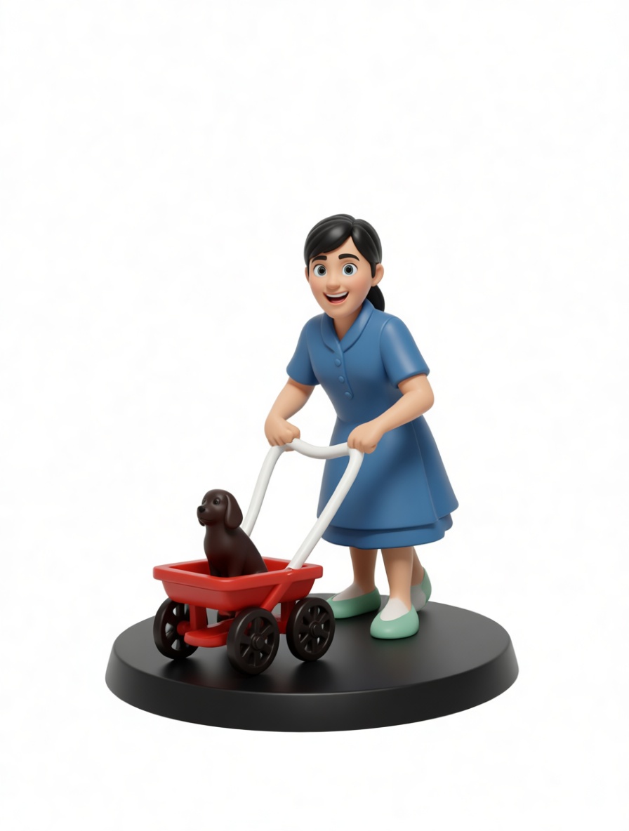 Woman with Wagon Figurine free 3D printable STL