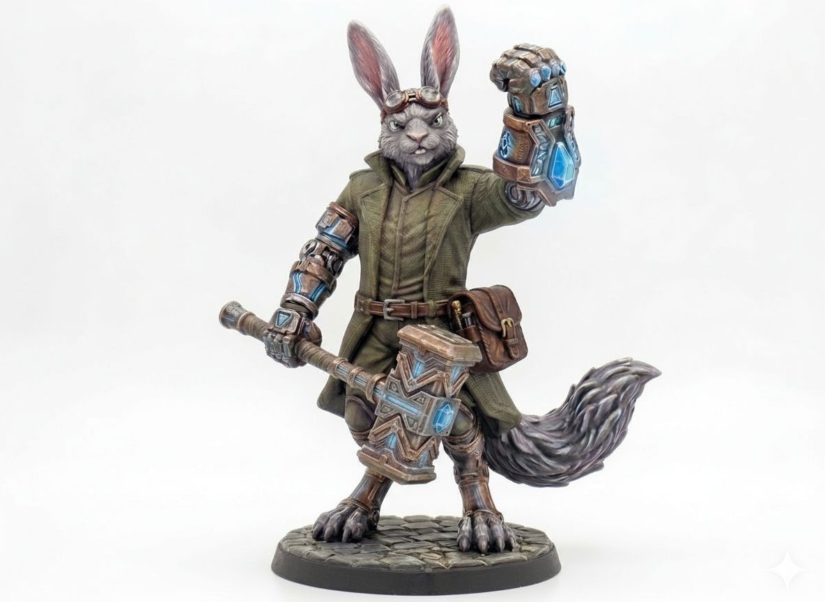 Anthropomorphic Hare Warrior Figurine free 3D printable STL