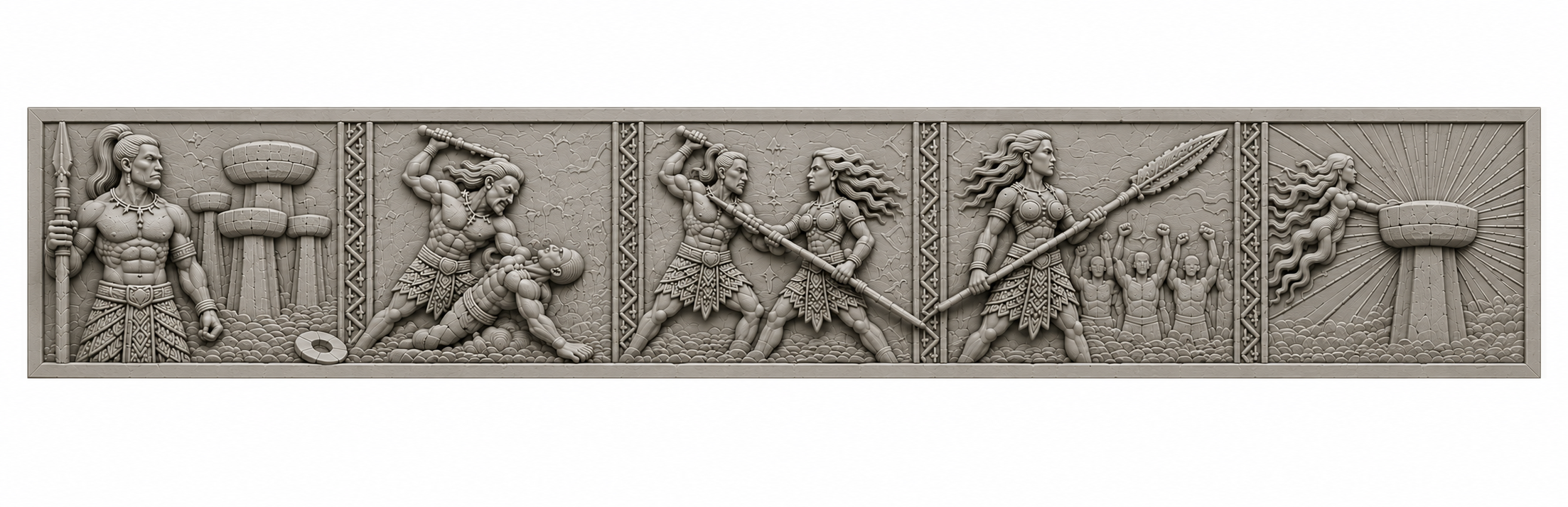 Tribal Warrior Battle Panel free 3D printable STL