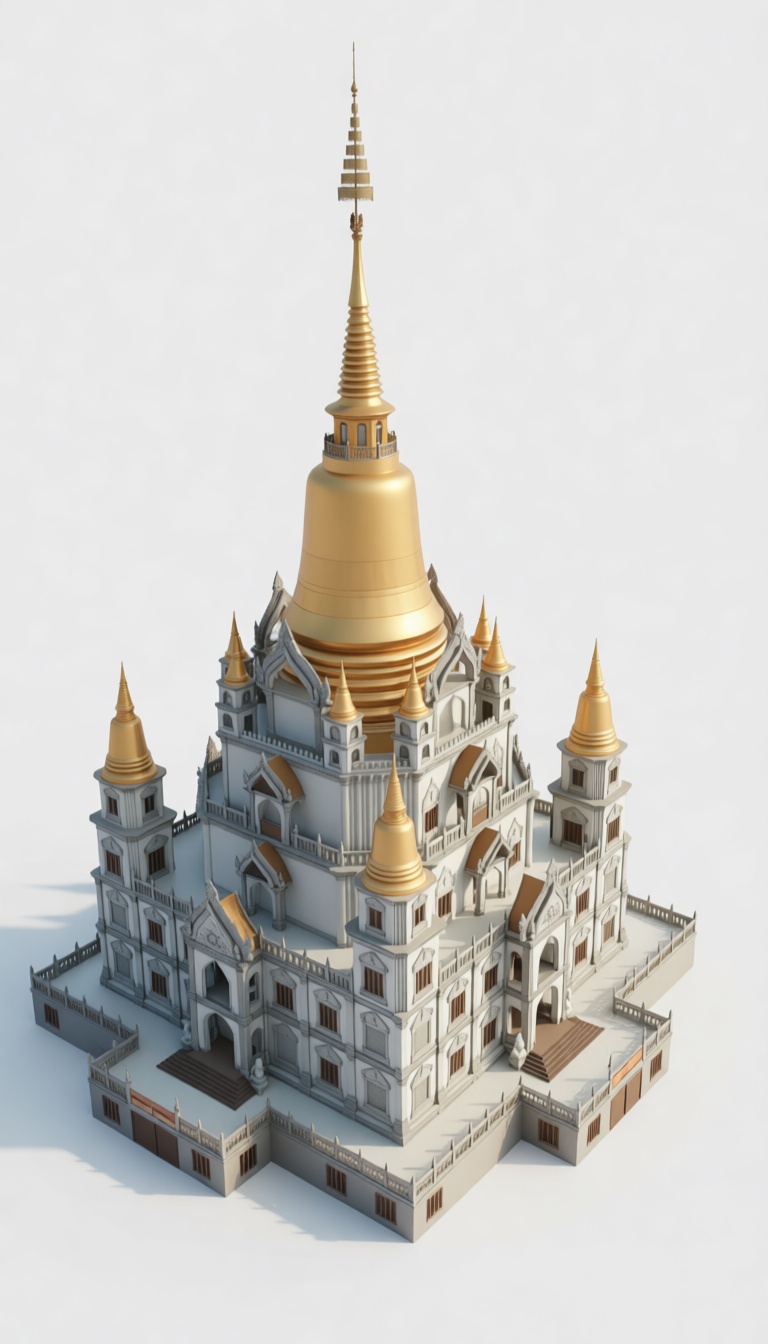 Wat Phra That Hariphunchai Model free 3D printable STL