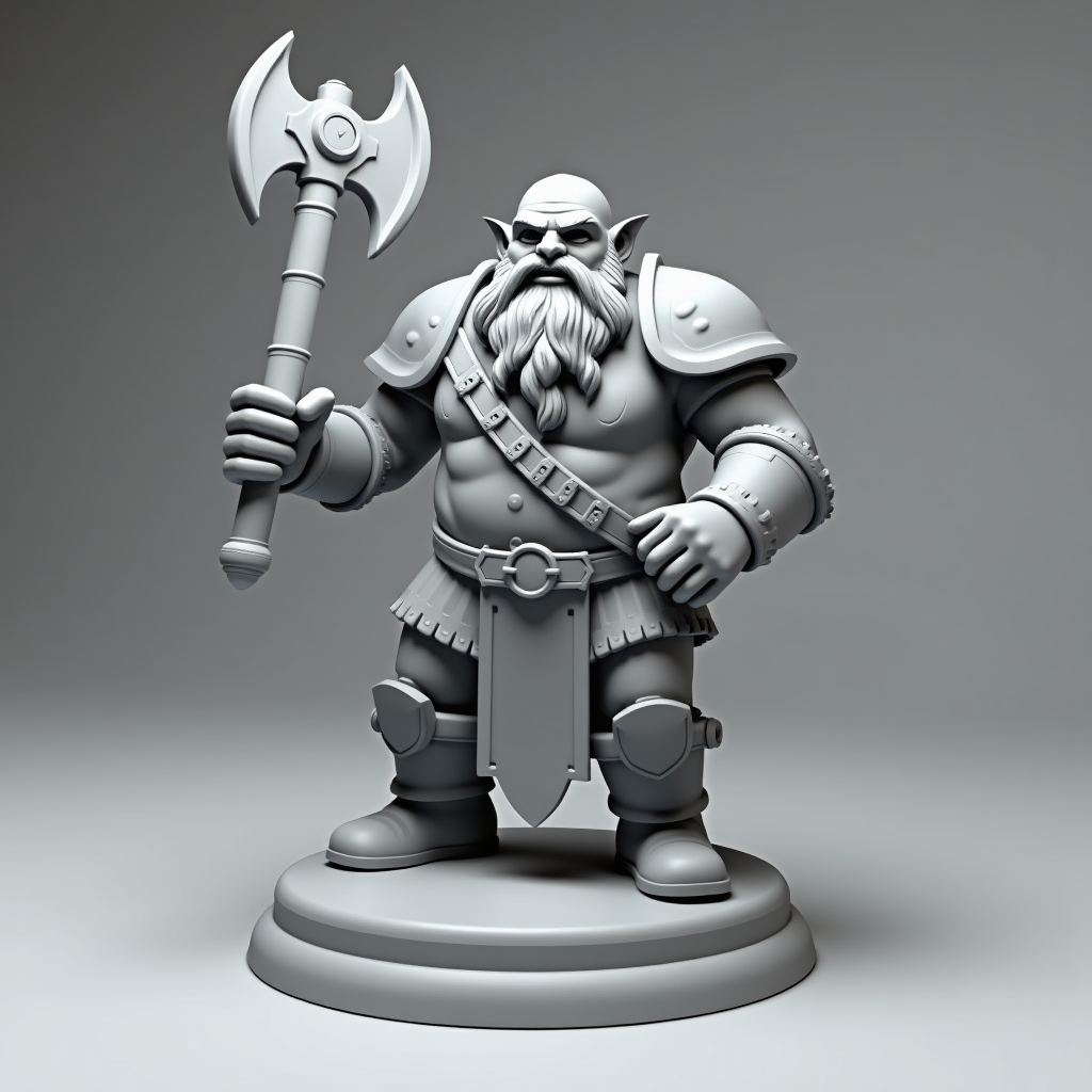 Fantasy Dwarf Warrior Miniature free 3D printable STL