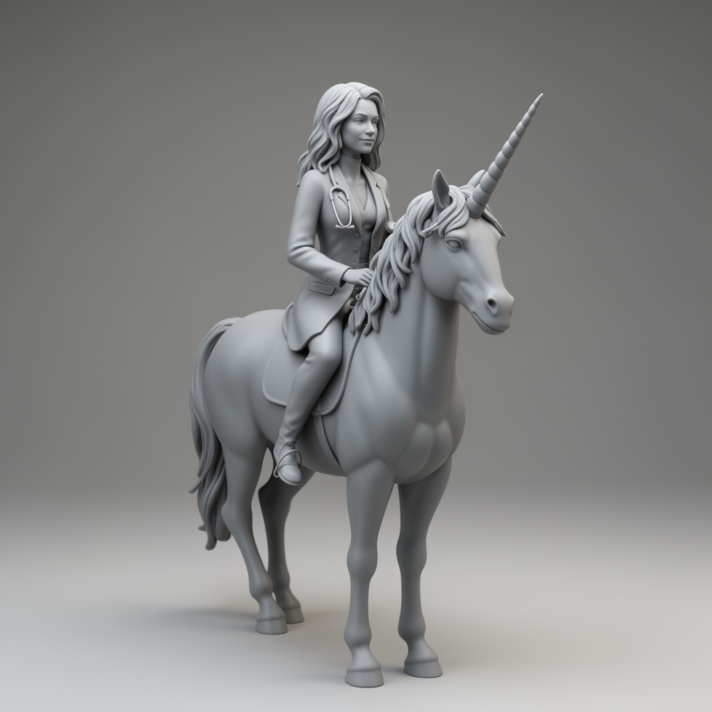 Blonde Doctor Unicorn Figurine free 3D printable STL