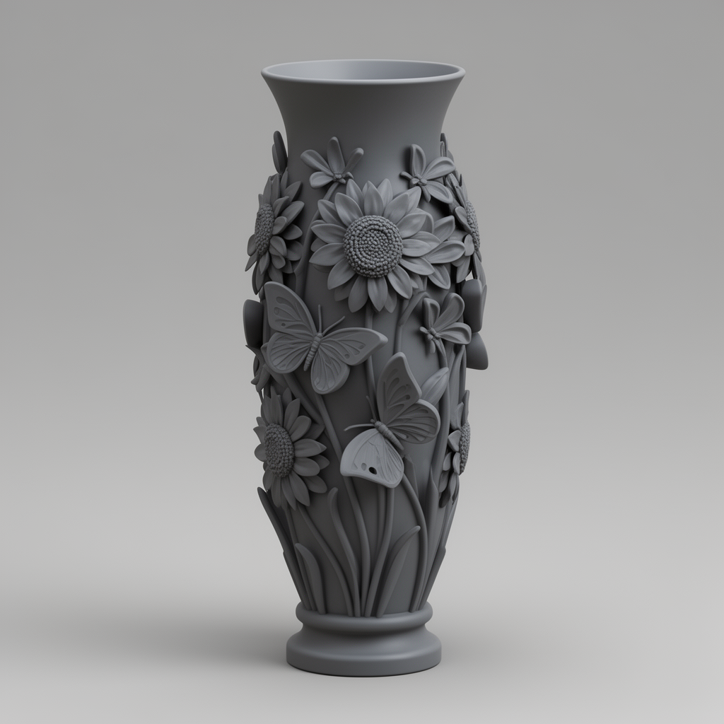 Sunflower Butterfly Vase free 3D printable STL