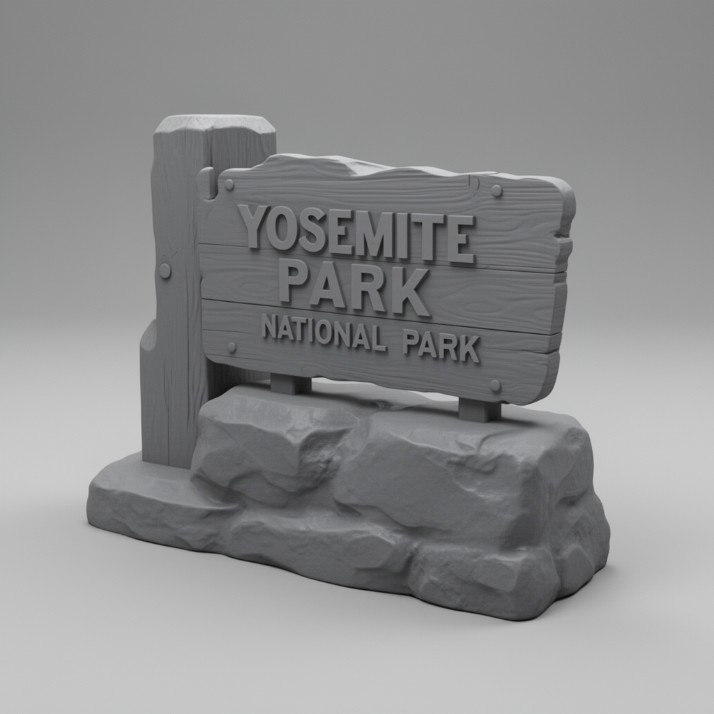 Yosemite National Park Sign free 3D printable STL