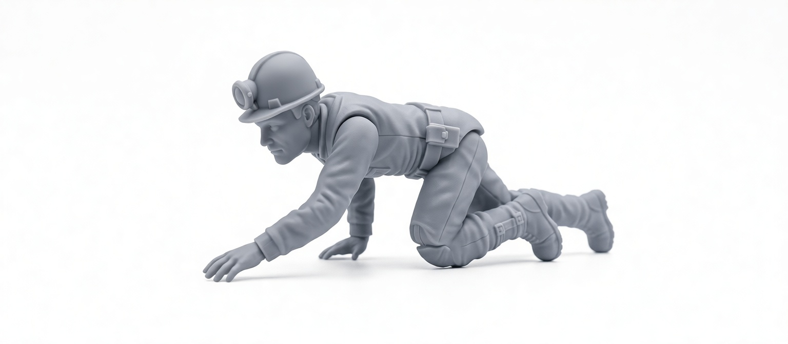 Crawling Miner Figurine free 3D printable STL