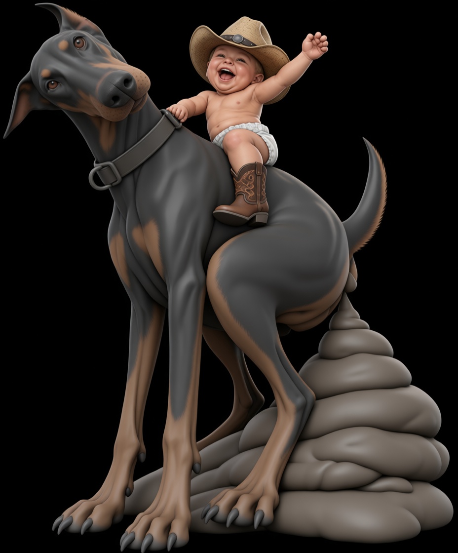Doberman Puppy Rider Figurine free 3D printable STL