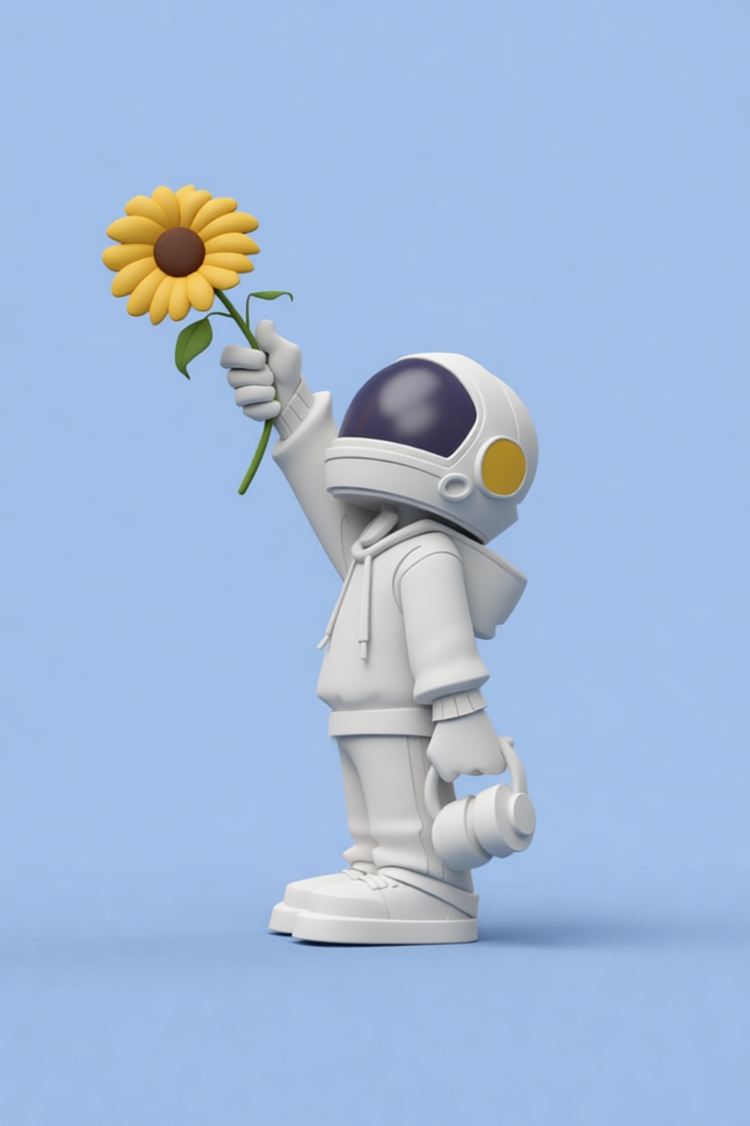 Astronaut Holding Sunflower Figurine free 3D printable STL