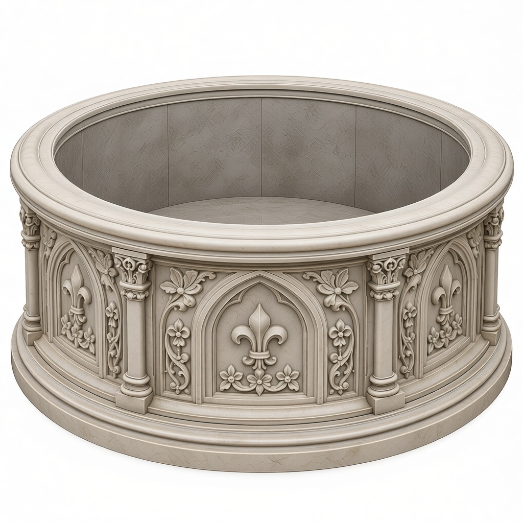 Gothic Fleur-de-Lis Fountain free 3D printable STL