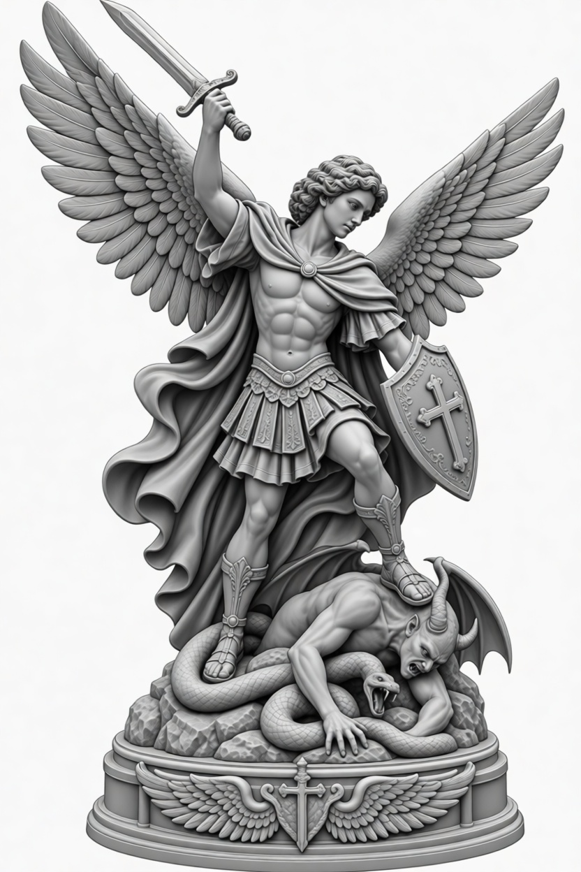 Archangel Michael Statue free 3D printable STL