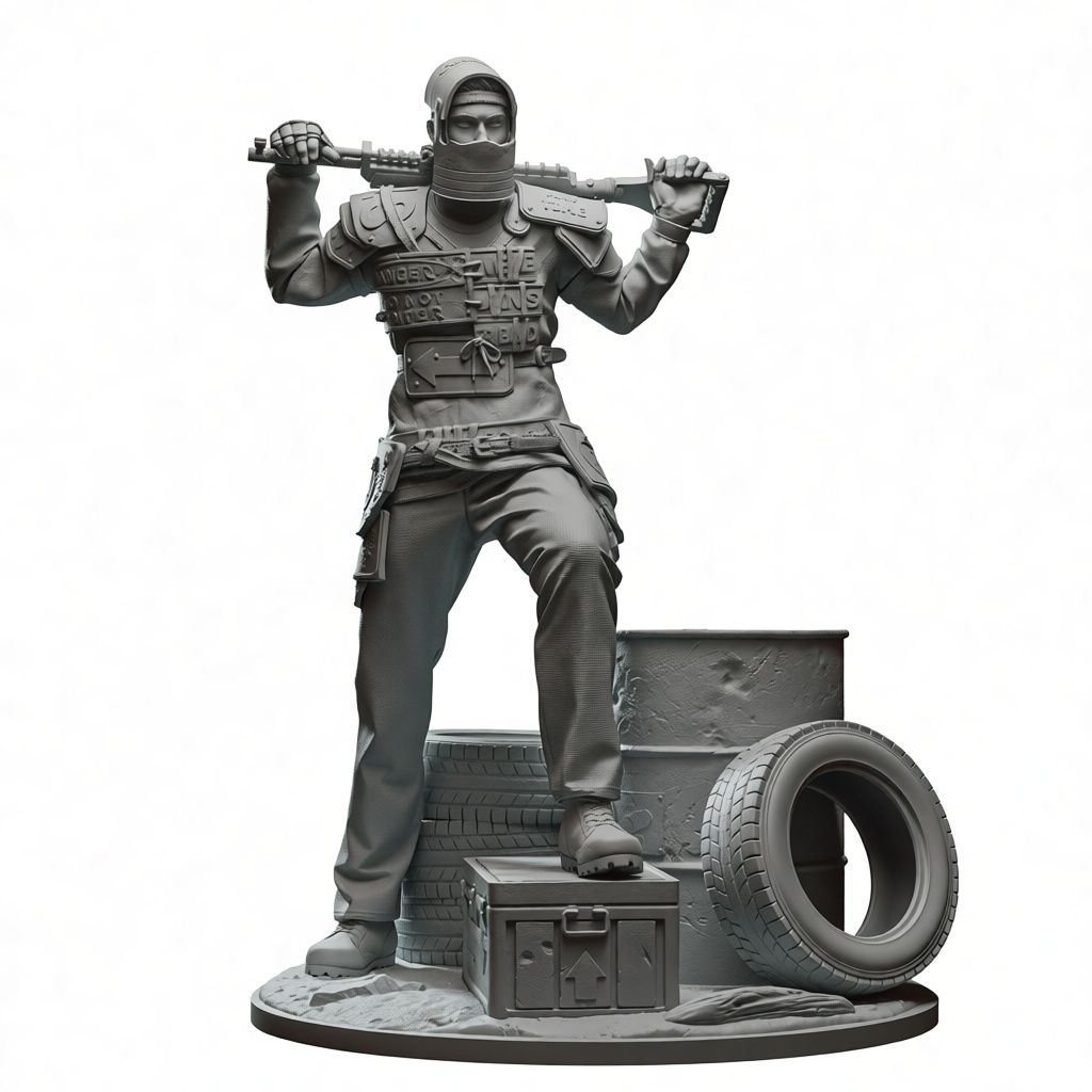 Post-Apocalyptic Soldier Figurine free 3D printable STL
