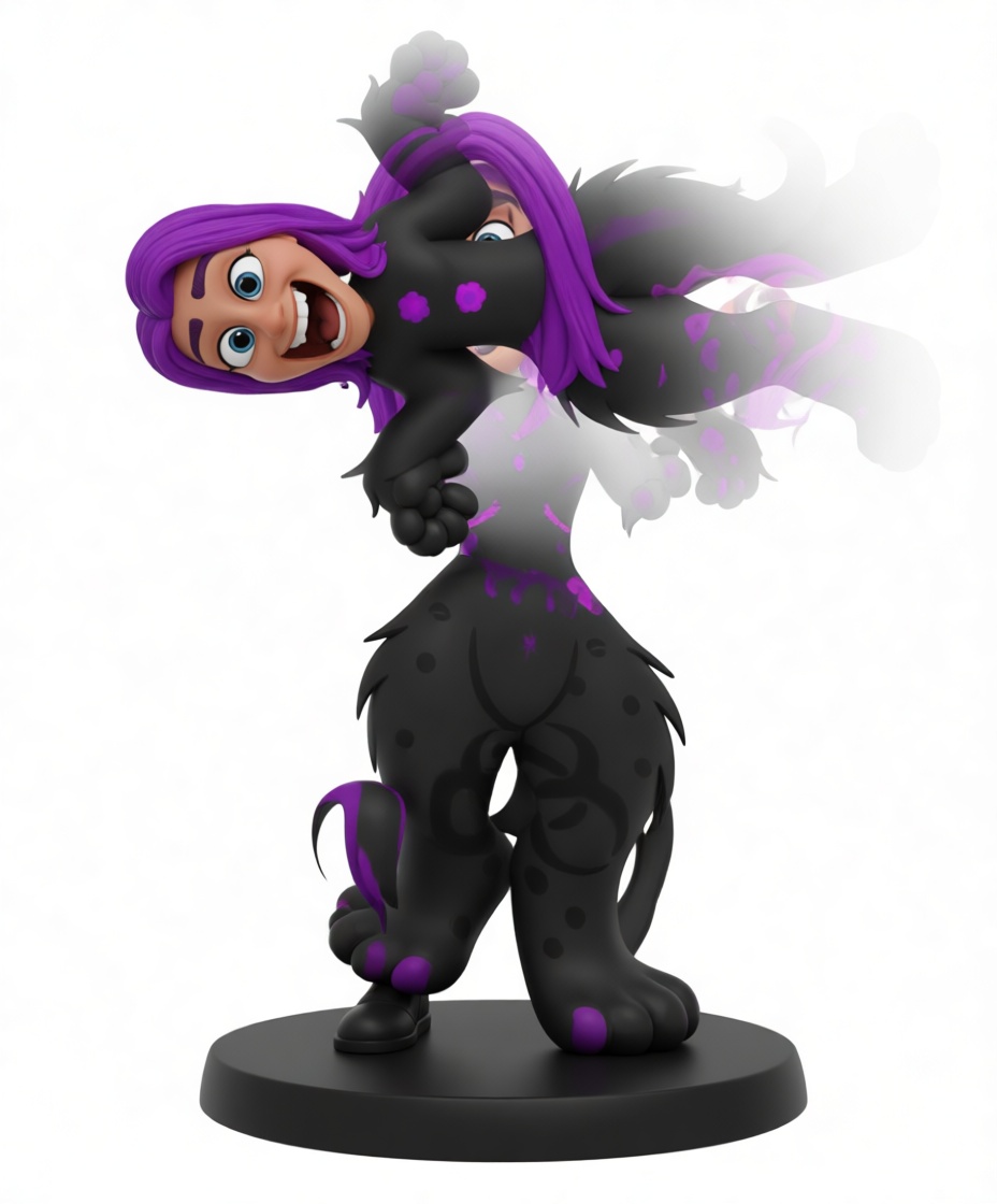 Purple-Haired Catgirl Figurine free 3D printable STL