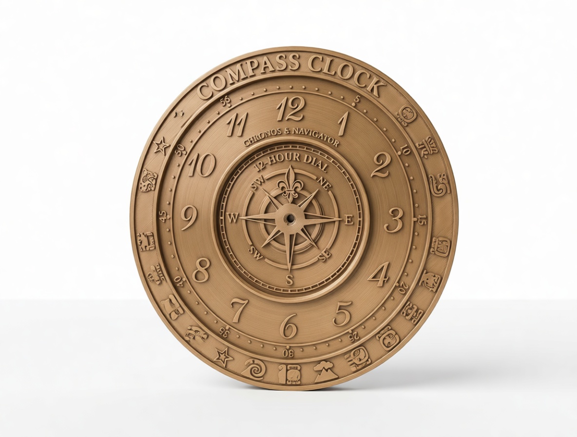 Compass Clock Model free 3D printable STL