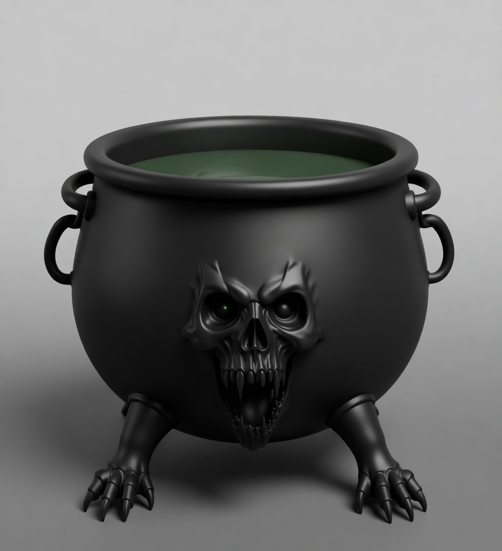 Skull Cauldron Figurine free 3D printable STL