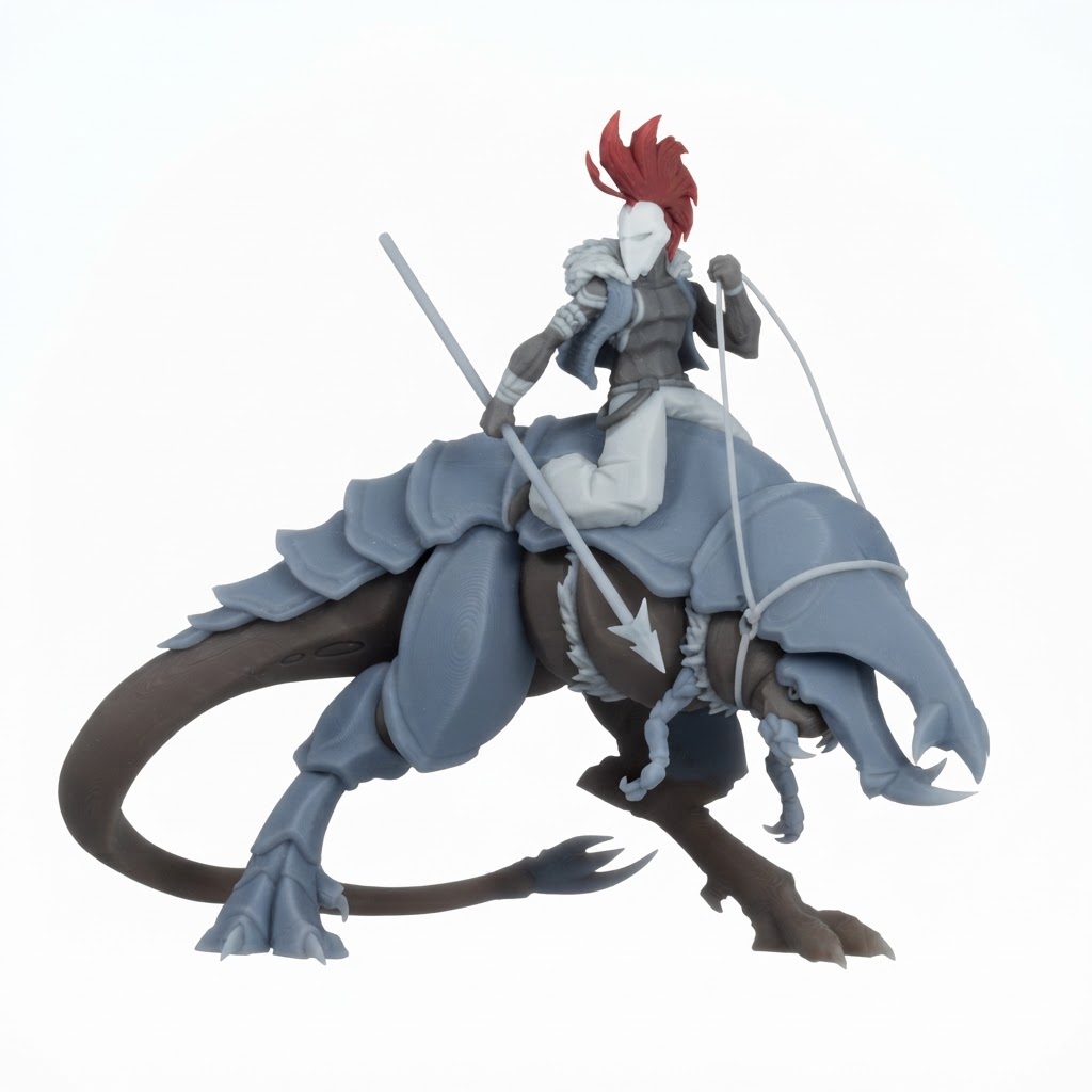 Armored Lizard Rider Figurine free 3D printable STL
